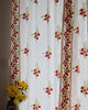 White & Red Hand Block Printed Linen Curtains | Gulmohar Flower Design