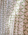 White & Green Hand Block Printed Linen Curtains | Lotus & Jaal Design
