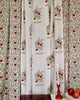 White & Red Hand Block Printed Linen Curtains | Apple & Bird Design