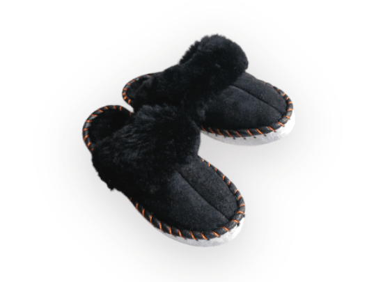 Adult Natural Sheepskin Mules - Black-0