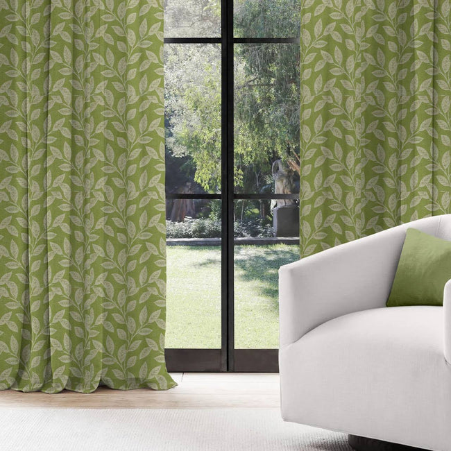 Botanical Print Pure Linen Curtains | Pinch Pleats & Euro Pleats | Standard & Custom Sizes | Light Filtering & Blackout