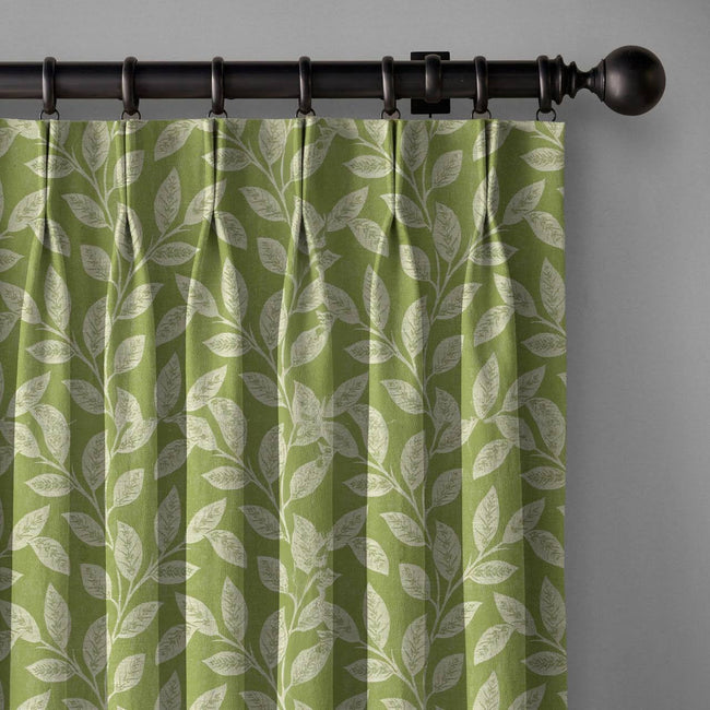 Botanical Print Pure Linen Curtains | Pinch Pleats & Euro Pleats | Standard & Custom Sizes | Light Filtering & Blackout