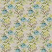 Cream Green Blue Floral & Bird Print Curtains | Organic Cotton Linen | Blackout/Light Filtering | Made to Measure