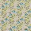 Cream Green Blue Floral & Bird Print Curtains | Organic Cotton Linen | Blackout/Light Filtering | Made to Measure