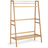 NNECW Freestanding Bamboo Clothing Rack with Top Shelf & Shoe Rack