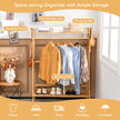 NNECW Freestanding Bamboo Clothing Rack with Top Shelf & Shoe Rack