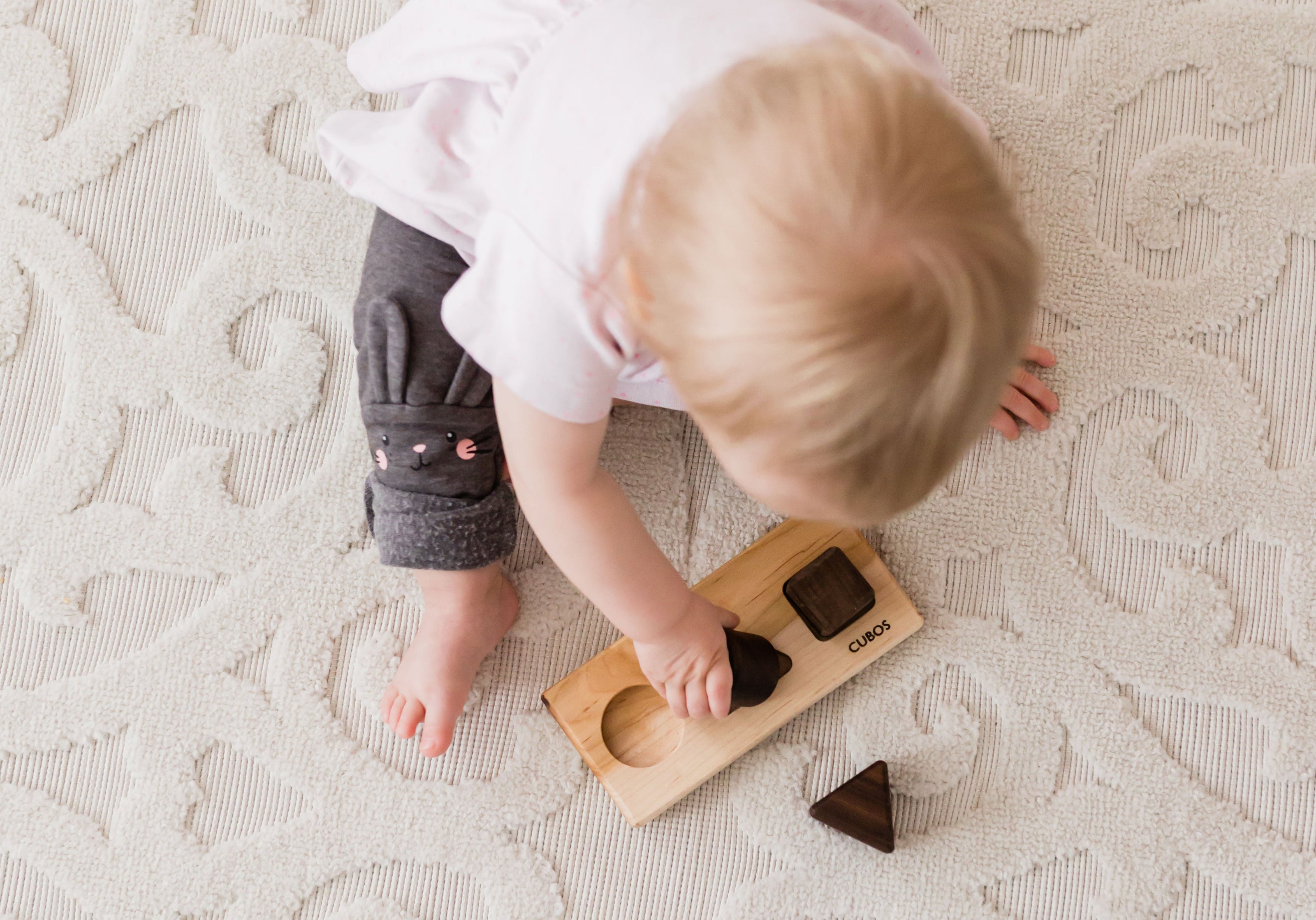 CUBOS-BASIC with Walnut inserts (100% Natural,Shape Sorter,Hardwood, Made in Canada)