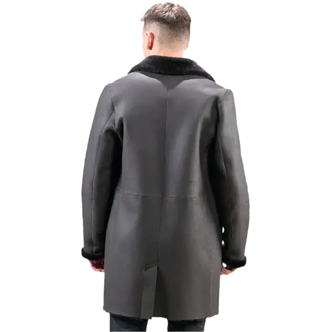 Men’s Black Sheepskin Suede Coat-1
