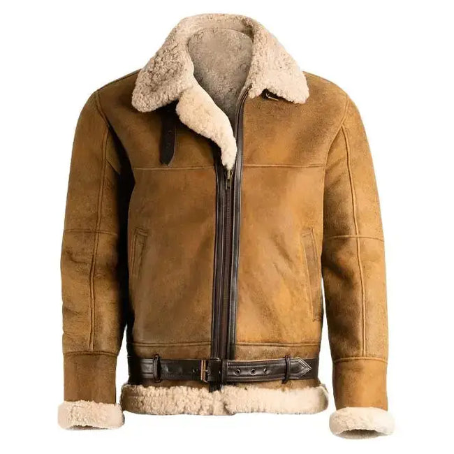 Men’s Brown B3 Shearling Leather Aviator Jacket-0