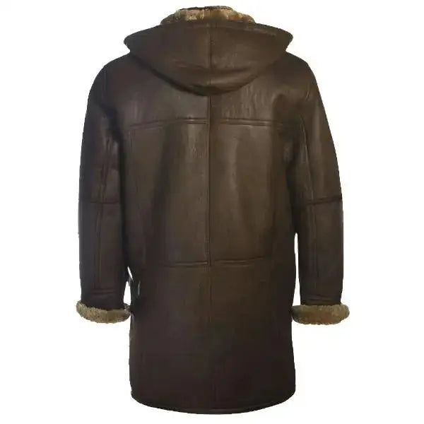 Men’s Brown Shearling Hoodie Coat-1