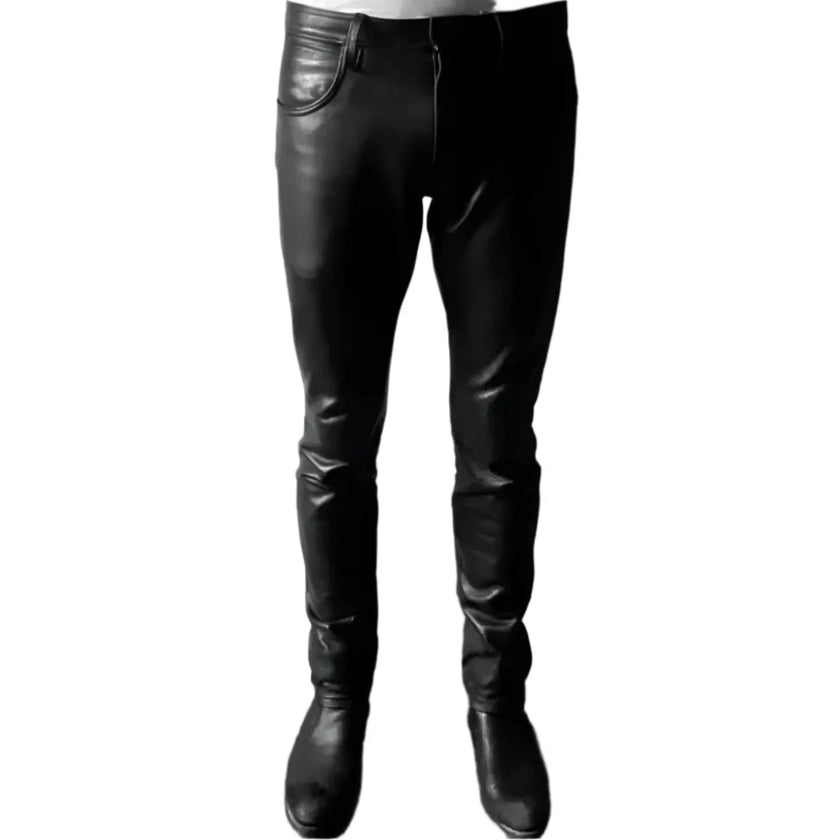 Men's Premium Lightweight Genuine Black Leather Pants-1