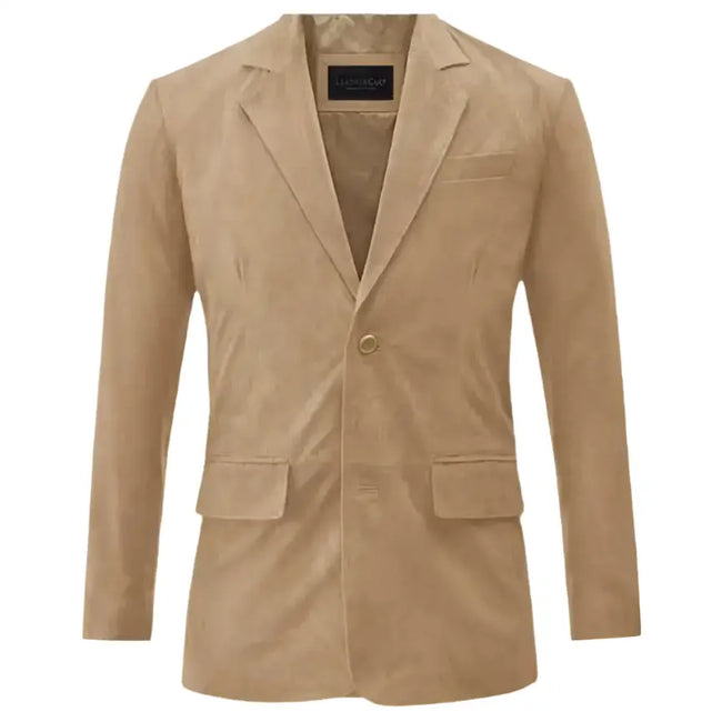 Mens Real Suede Leather Blazer Coat-1