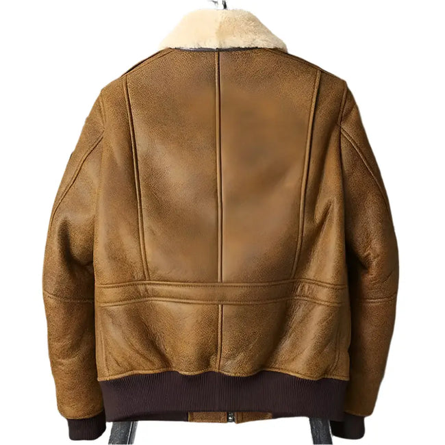 Men’s Brown Embroidered Sheepskin Shearling Jacket-1