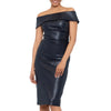 Women’s Off-The-Shoulder Black Leather Cocktail Dress-0