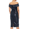 Women’s Off-The-Shoulder Black Leather Cocktail Dress-1