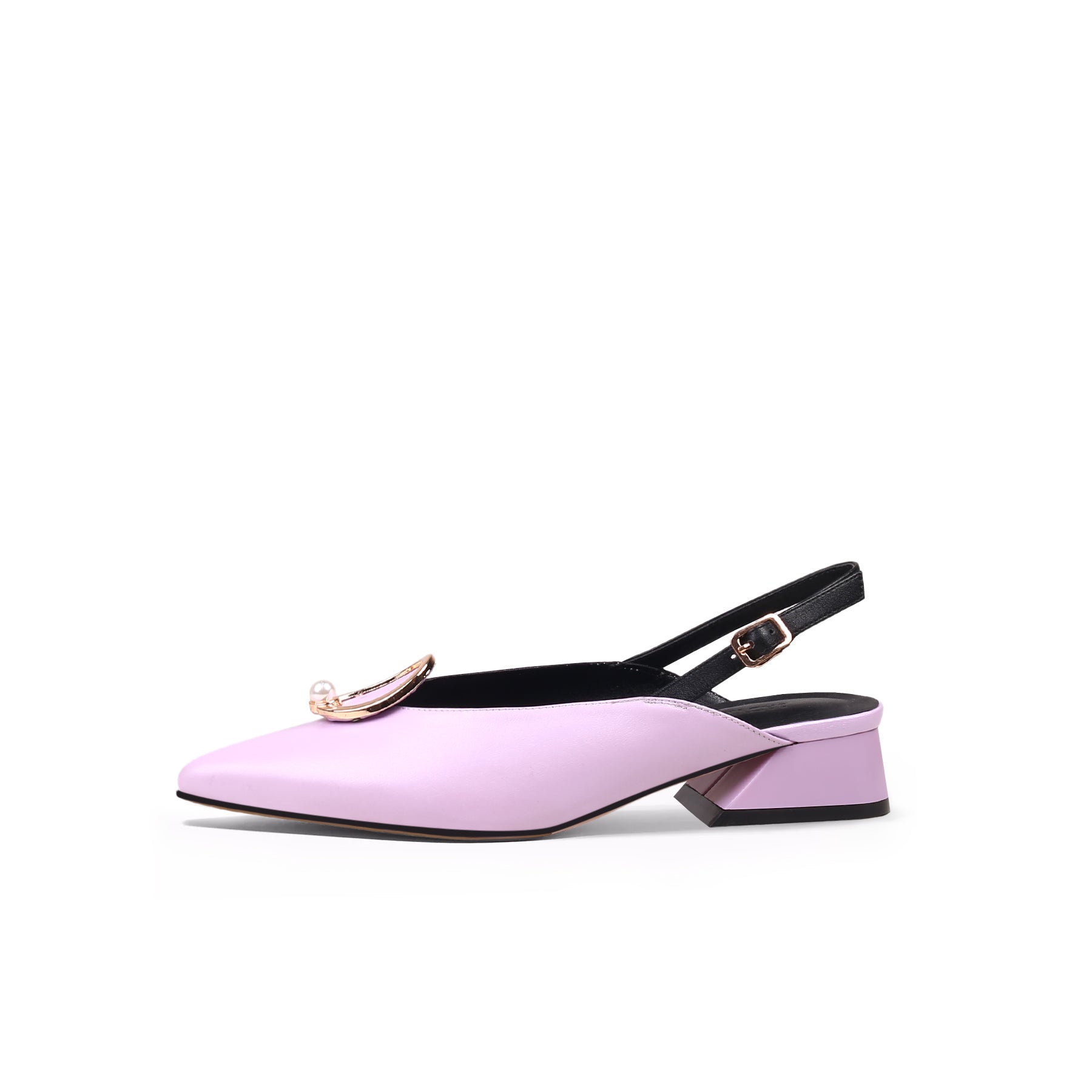 Pearl Retro Leather Slingback Sandals-5