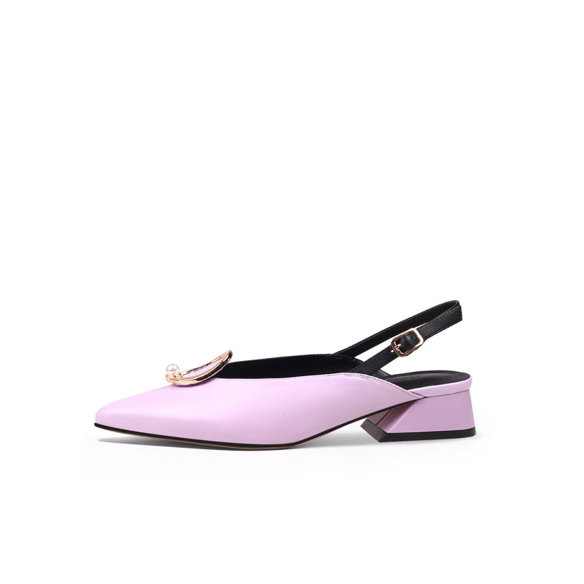 Pearl Retro Leather Slingback Sandals-5