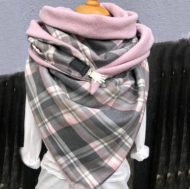 Fashion Scarves Women Soild Dot Printing Button Soft Wrap Casual Warm Scarves Shawls-0