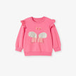 Spring and Autumn Girls Butterfly Cartoon Pattern Long Sleeves Crew Neck Top Sweatshirt and White Pants Clothing Set