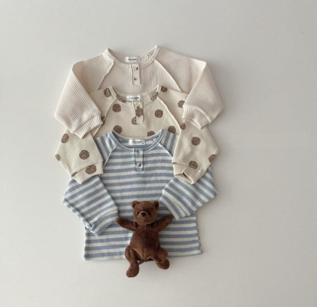Baby Striped & Polka Dot Pattern & Solid Color Loose Comfort Shirt