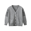 Baby Solid Color V-Neck Single Breasted Design Cardigan