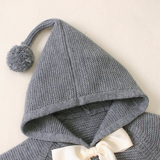 Snuggle Season Ready! 💕 Baby Girl Knit Hoodie with Big Bow & Matching Hat