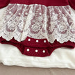 Autumn Arrival Baby Girls Long Sleeves Hollow-out Collar Tulle Patchwork Onesies