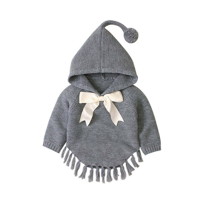 Snuggle Season Ready! 💕 Baby Girl Knit Hoodie with Big Bow & Matching Hat