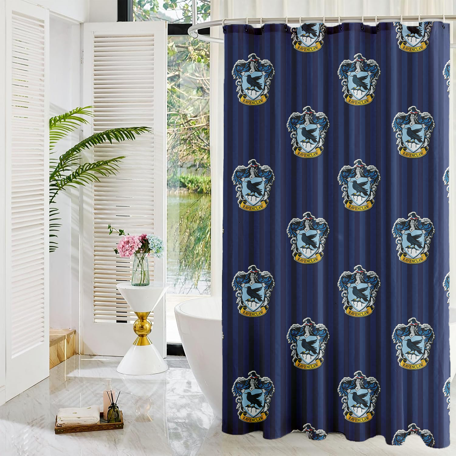 Harry Potter Shower Curtains | Gryffindor, Slytherin, Hufflepuff, Ravenclaw | Linen Fabric