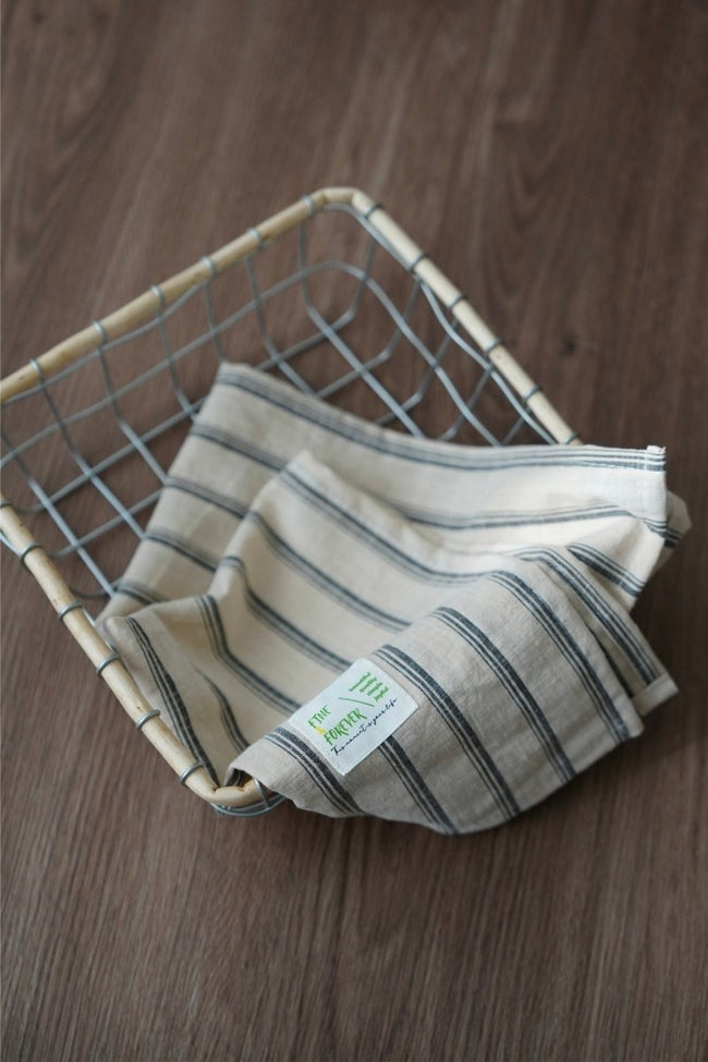 Retro Farmhouse French Linen Stripe Placemat for Elegant Table Setting-7