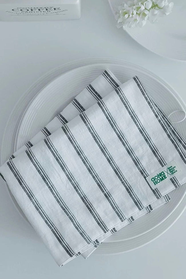 Retro Farmhouse French Linen Stripe Placemat for Elegant Table Setting-8