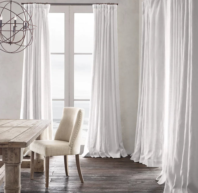 Heavyweight Belgian Linen Curtains - 290gsm Flax Linen - Rod Pocket, Grommet, Tab Top & More - Standard Sizes & Made to Measure in the UK