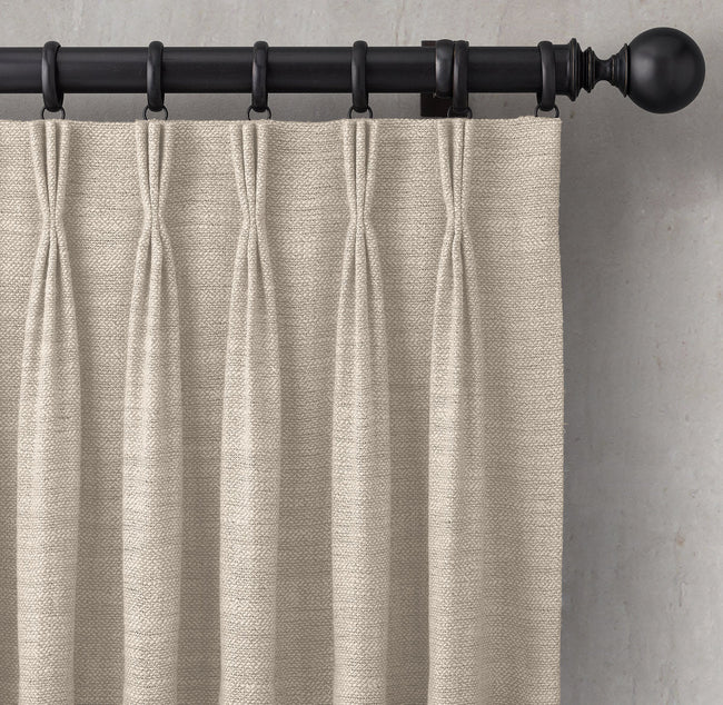 Organic Basketweave Linen Curtains with Blackout/Light Filtering Liner | Pinch Pleat | 17 Colours | Made in the UK | The Organic Habitat
