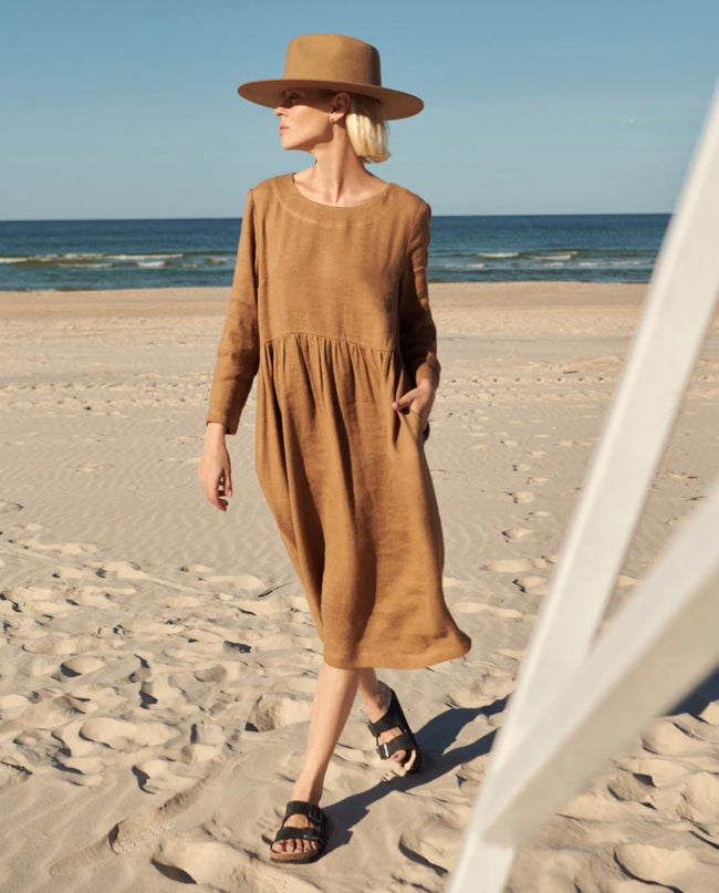 Brown Linen Dress | Maxi Dress | Linen Dress | Linen Clothing | 100% Organic Linen