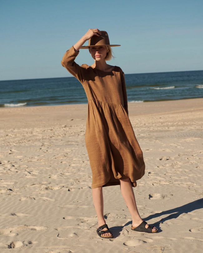 Brown Linen Dress | Maxi Dress | Linen Dress | Linen Clothing | 100% Organic Linen