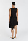 Black Linen Dress | Asymmetric Dress | Linen Dress | Linen Clothing | 100% Organic Linen