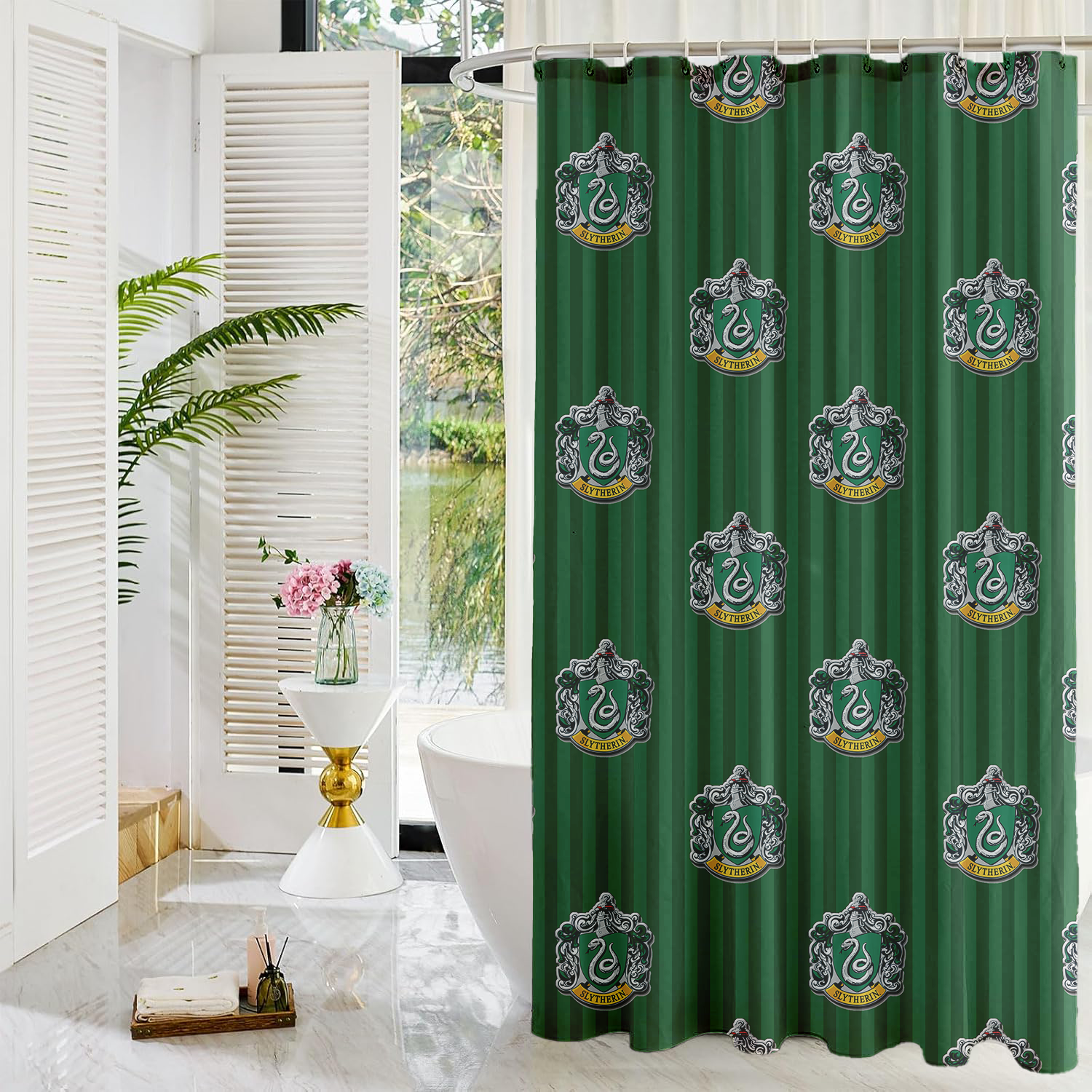 Harry Potter Shower Curtains | Gryffindor, Slytherin, Hufflepuff, Ravenclaw | Linen Fabric