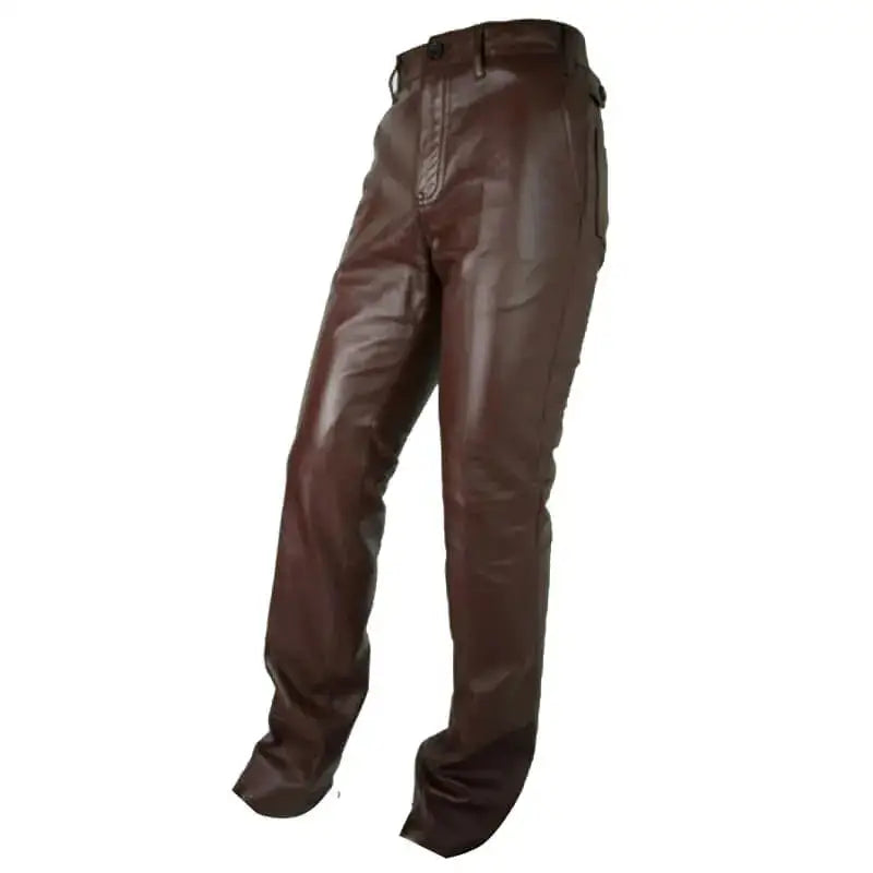 Men's Stylish Pure Brown Leather Pants-1