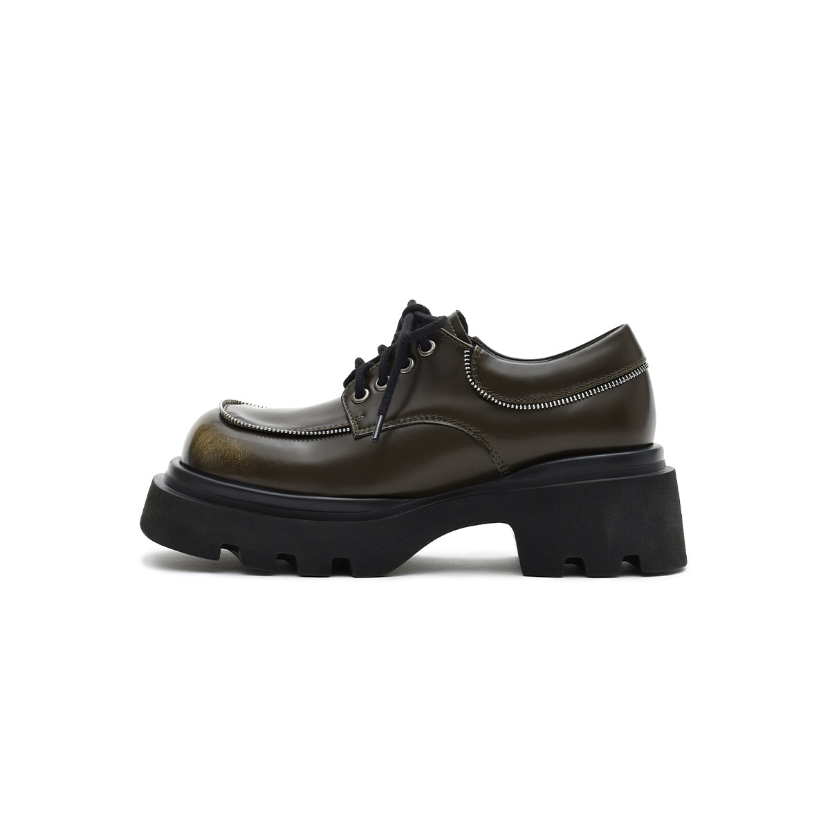 Versatile Chunky Round-Toe Leather Shoes-6