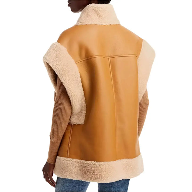 Women’s Tan Brown B3 RAF Aviator Shearling Leather Vest-1